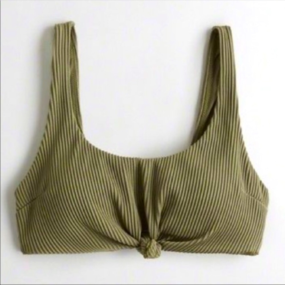 HOLLISTER Ribbed Knit Tie Knot Bikini Top